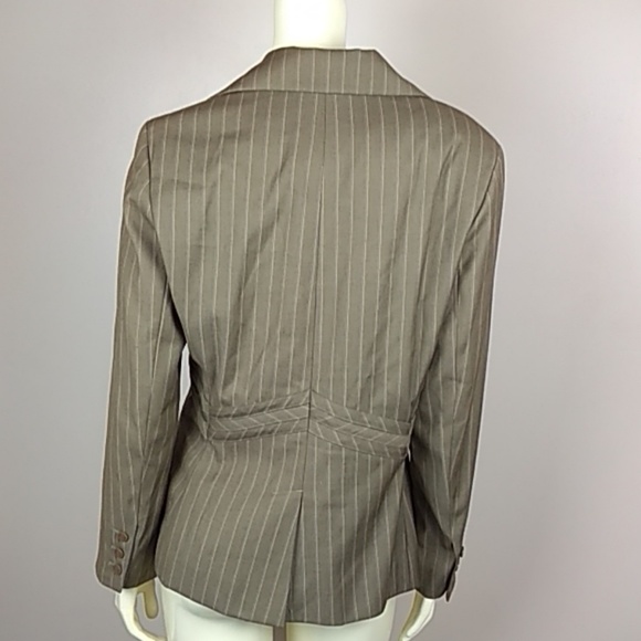 B.Moss fitted lined tan structured pinstripe blazer size 10 - Picture 6 of 10
